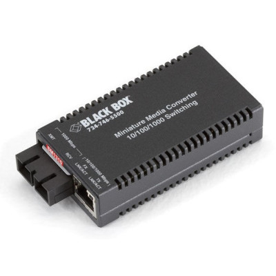 Black Box LGC122A-R4 Gigabit Ethernet Media Converter, 10/100/1000-Mbps Copper to 1000-Mbps Singlemode Fiber, 1310nm, 40km, SC